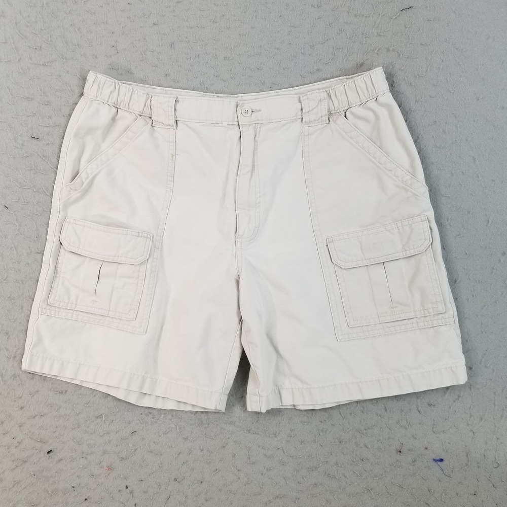 Savane Cargo Shorts Mens 38 Tan‎ Canvas Elastic Waist Casual Pockets Outdoor